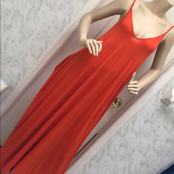#27 ORANGE SOLID CAMI MAXI DRESS - Picture 3 of 6